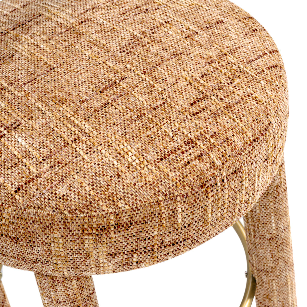 Penny Round Arched Fully Upholstered Counter Stool, Set of 2, Golden