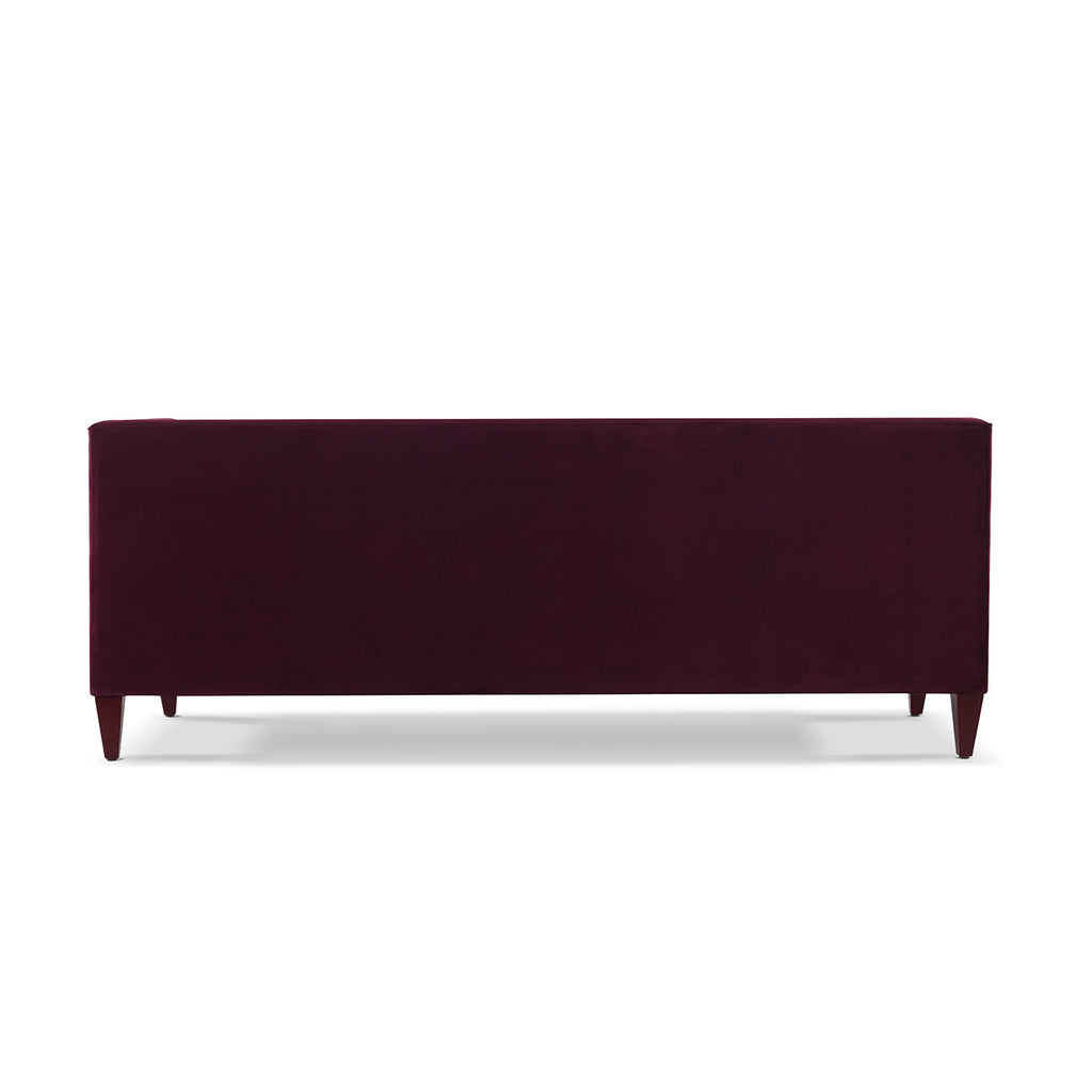 Jack 84" Modern Tuxedo Tufted Sofa, Burgundy Velvet