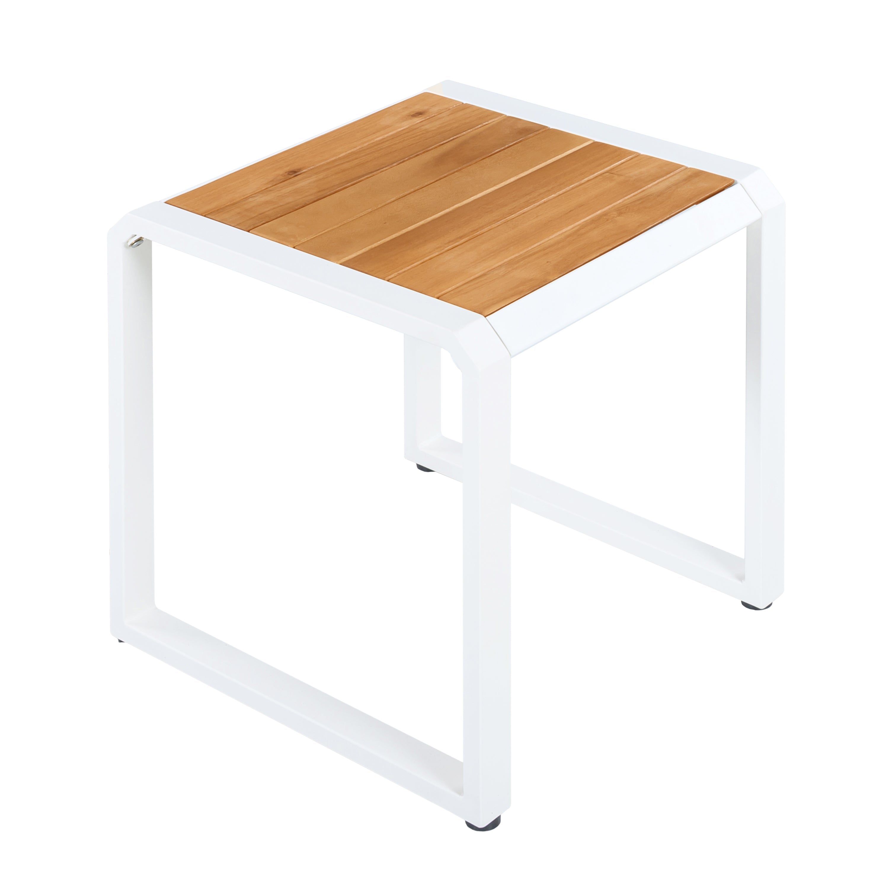 Outdoor Side Table with Teak Wood Top