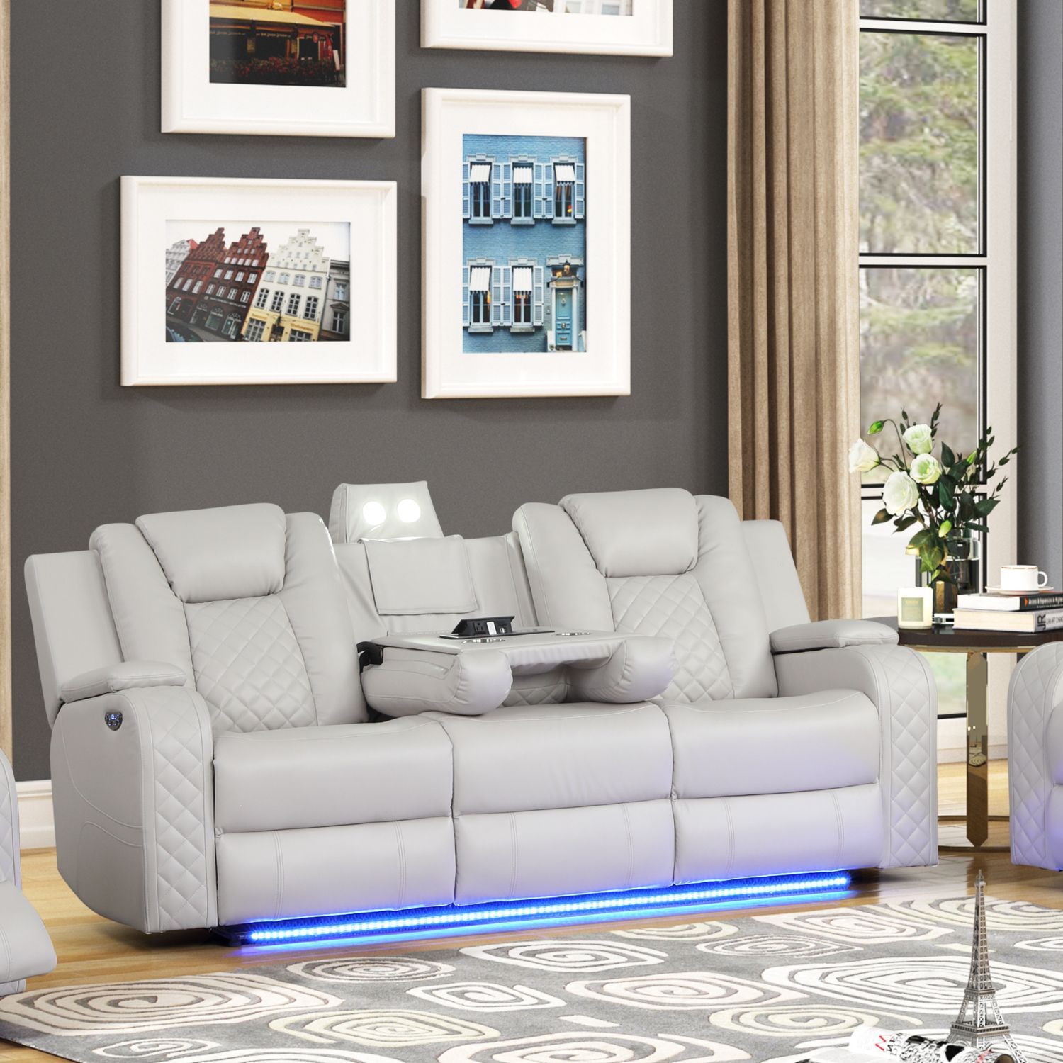Benz - Power Recliner Set With LED Lighting And USB Charging