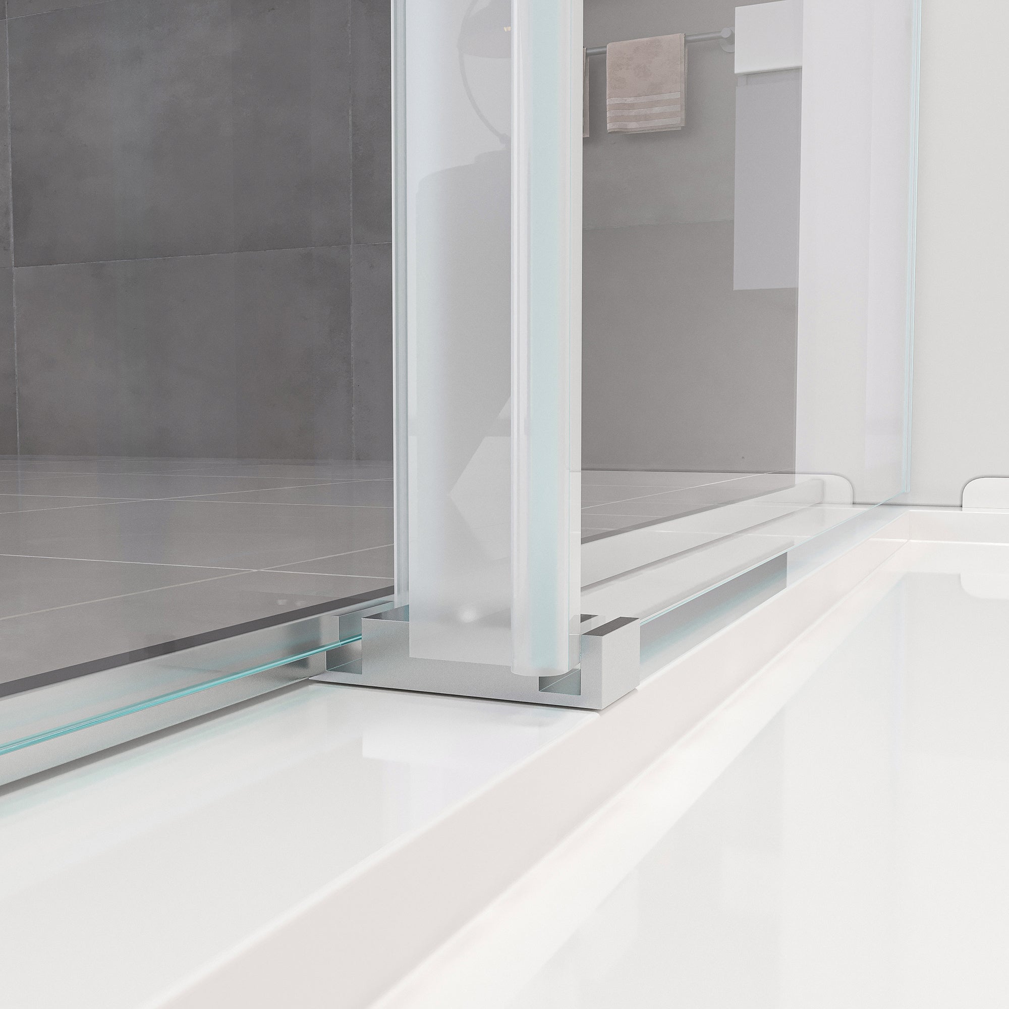 56-60*76 INCH Double Sliding Frameless Soft-Close Shower Door with Premium (8mm)Thick Tampered Glass and Easy-Cleaning Coating In --Brushed Nickel