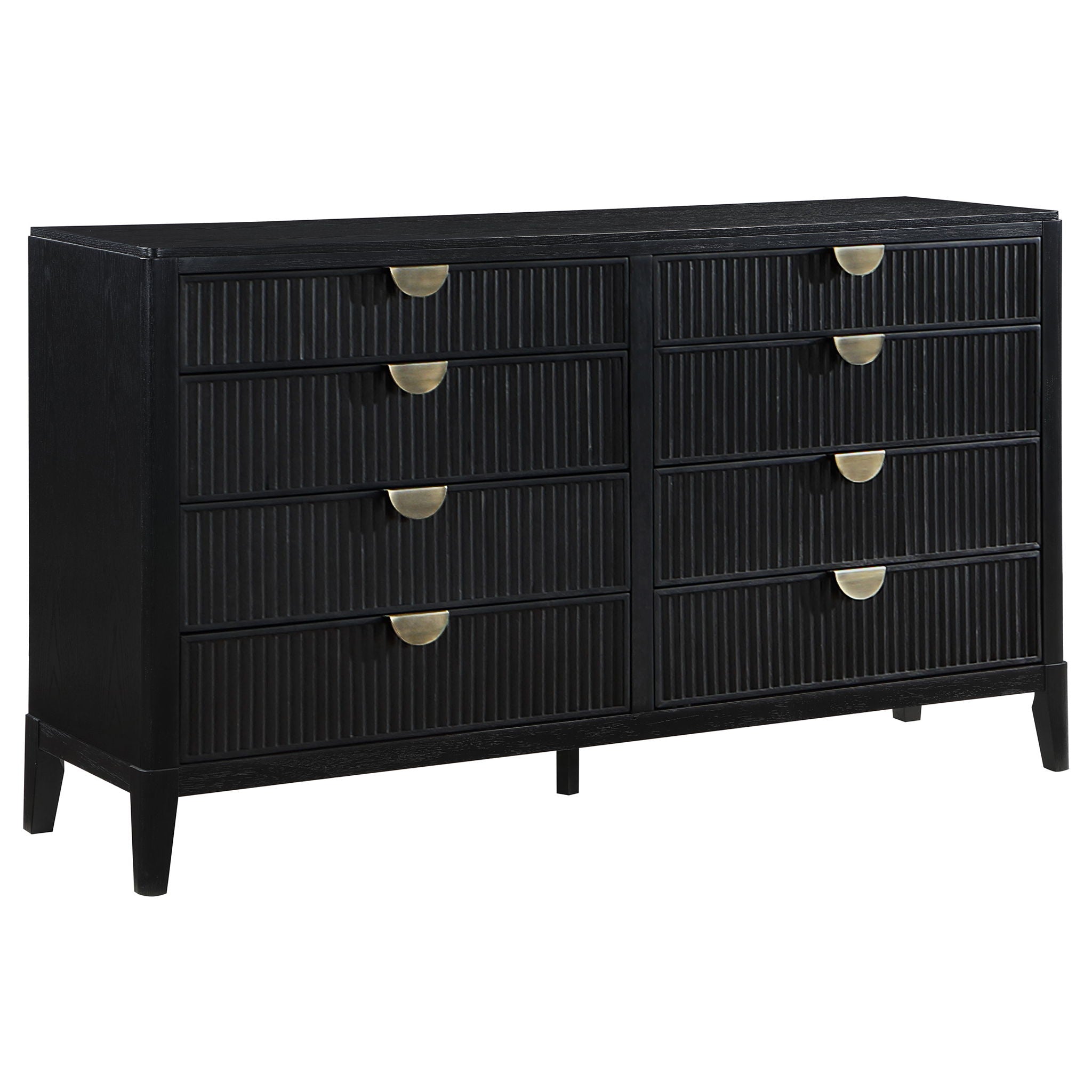 California King 5 Piece Bedroom Set With Fluted Detailing - Black