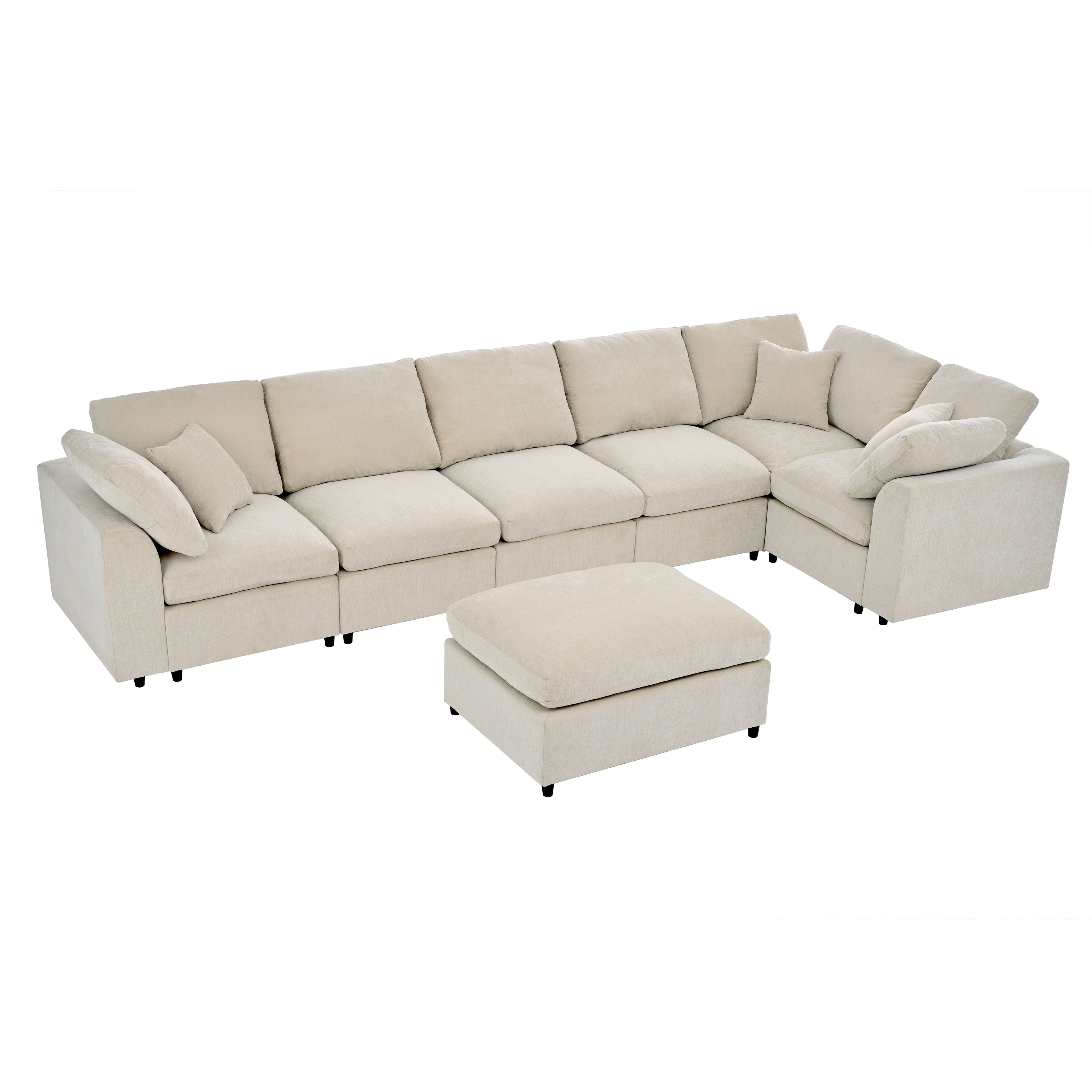 U_Style 120.8" Extra Large 7-Seater Modular Sectional Sofa