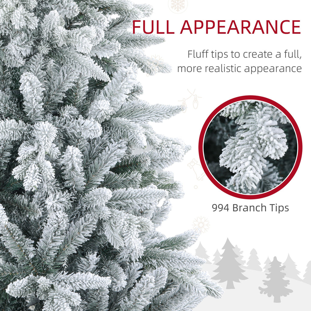 HOMCOM 6ft Snow Flocked Artificial Christmas Tree