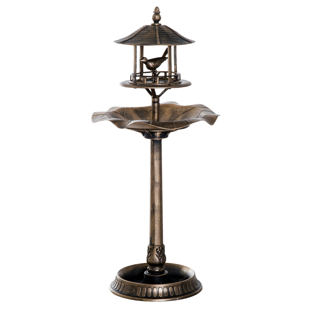 Outsunny 3-in-1 Garden Bird Bath Bowl Pedestal with Bird Feeder and Planter