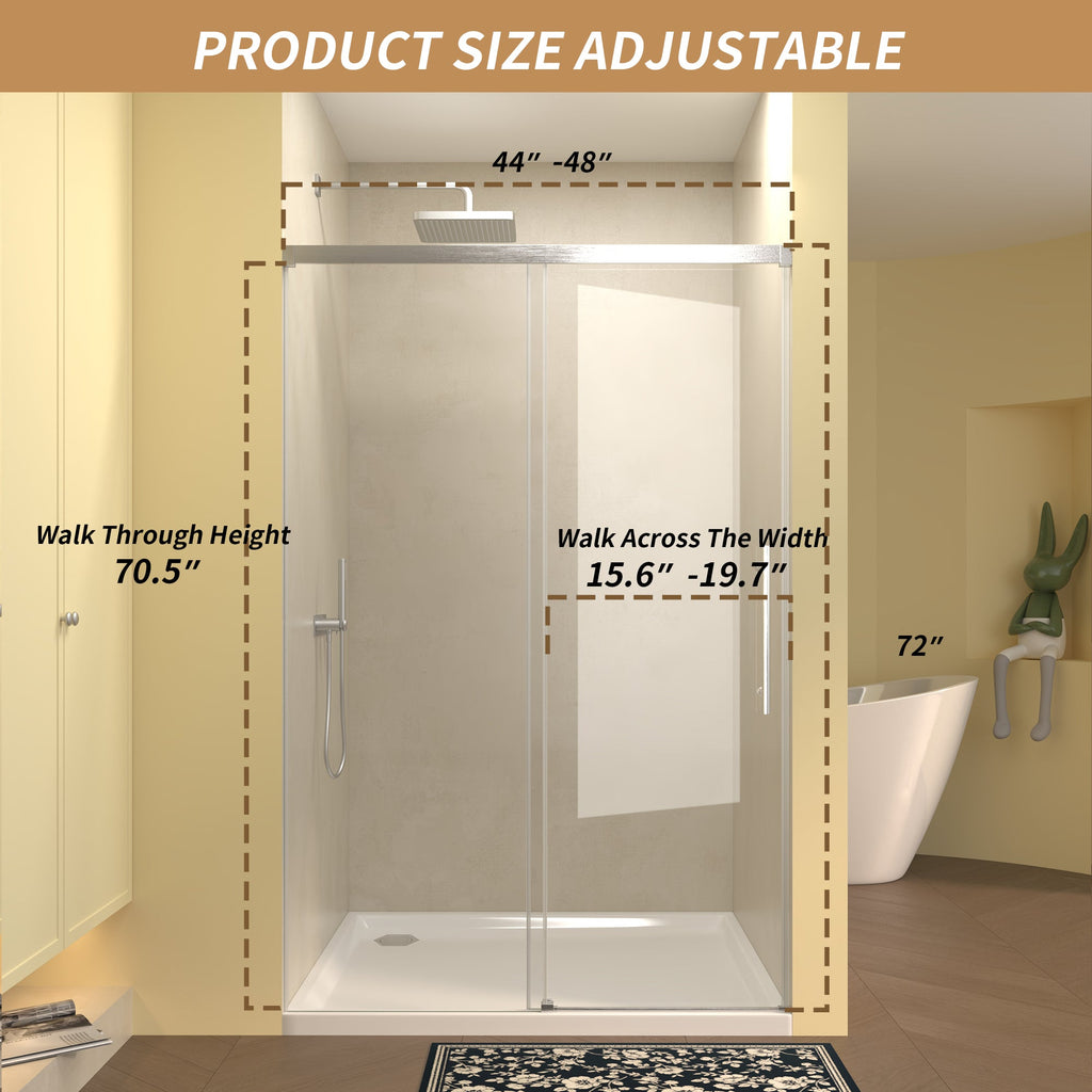 48" Single Sliding Shower Door