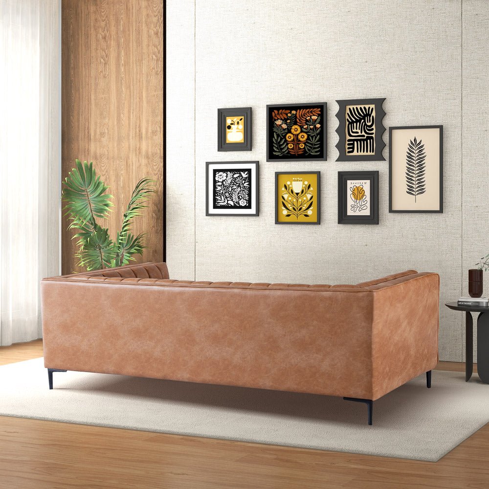 Angelina Cognac PU Leather Sofa