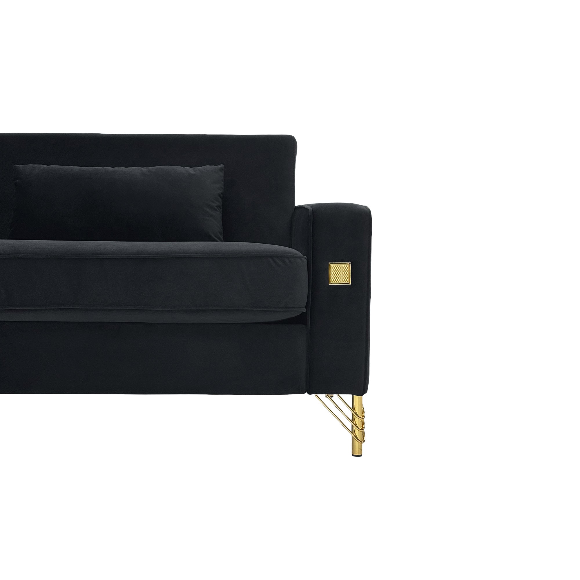 Black Velvet 2-Piece Sofa Set