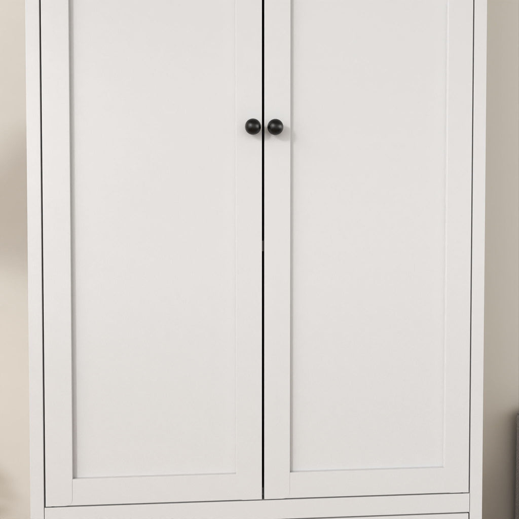Pantry Cabinet With 2 Drawers, Freestanding Kitchen Storage Cabinet With Adjustable Shelves, Heavy-Duty Organizer For Spices, Dishware, Small Appliances - White