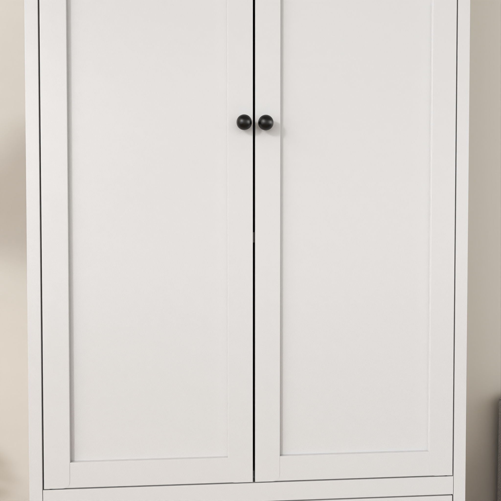 Pantry Cabinet With 2 Drawers, Freestanding Kitchen Storage Cabinet With Adjustable Shelves, Heavy-Duty Organizer For Spices, Dishware, Small Appliances - White