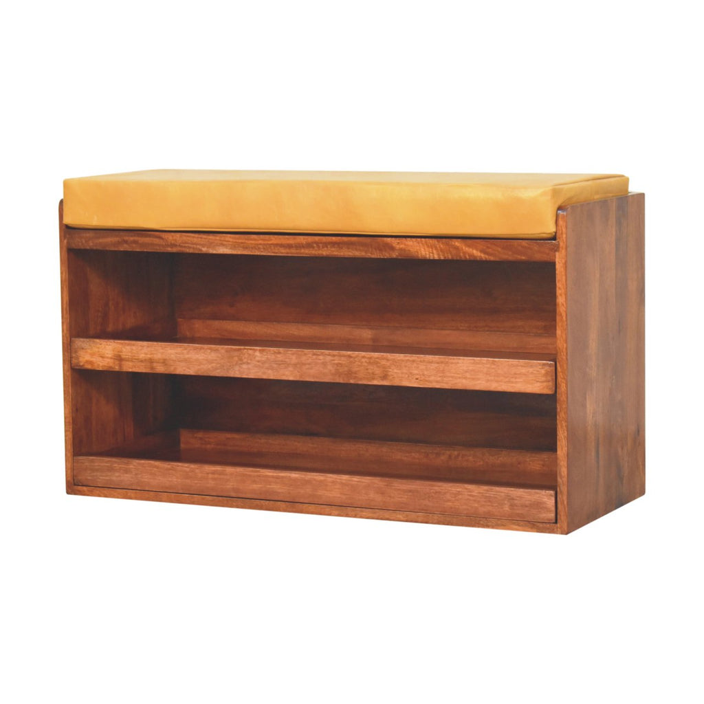 Solid Wood Buffalo Hide Pull Out Bench