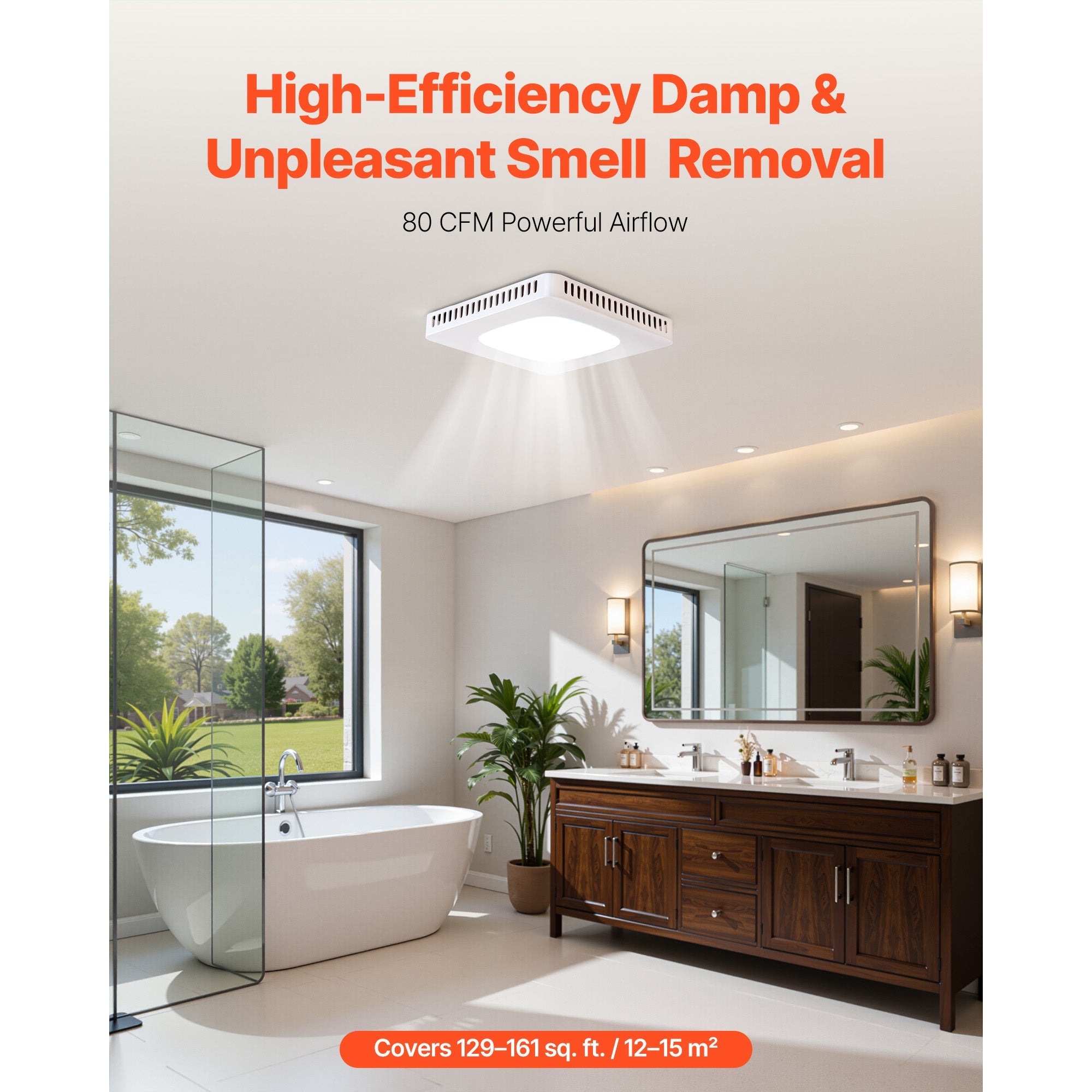 Bathroom Exhaust Fan with LED Light, 80 CFM