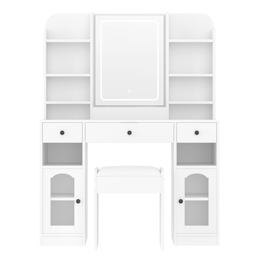 43.2" Vanity Desk with LED Mirror and Lights