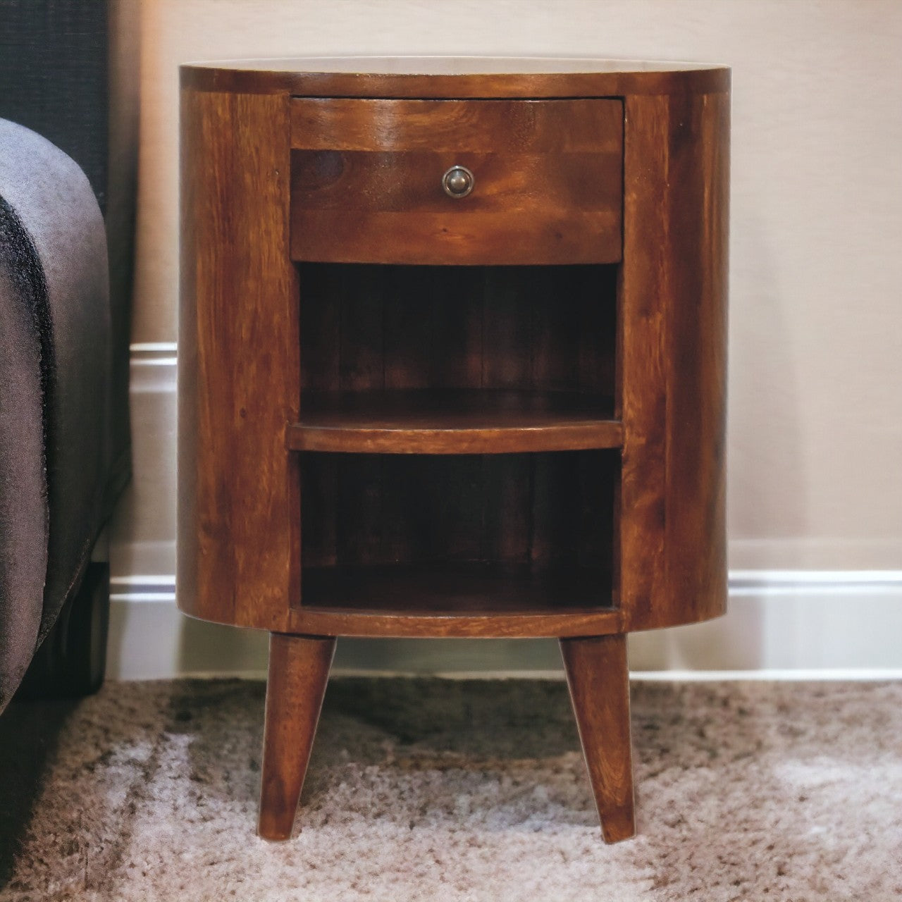 Solid Wood Cortez Nightstand - Chestnut Finish