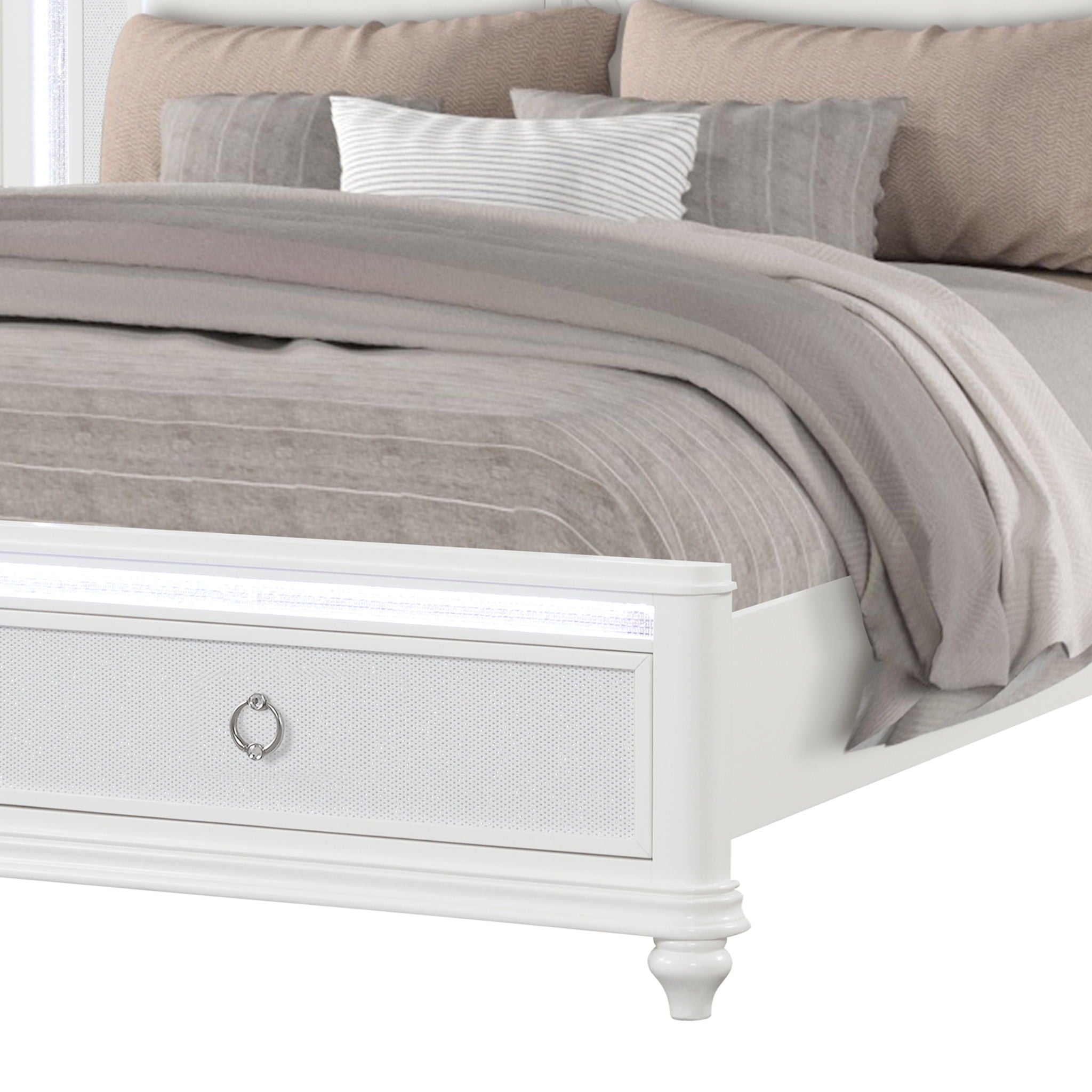 Abigale - Bed & LED Lighting And 2 Drawer Storage Footboard