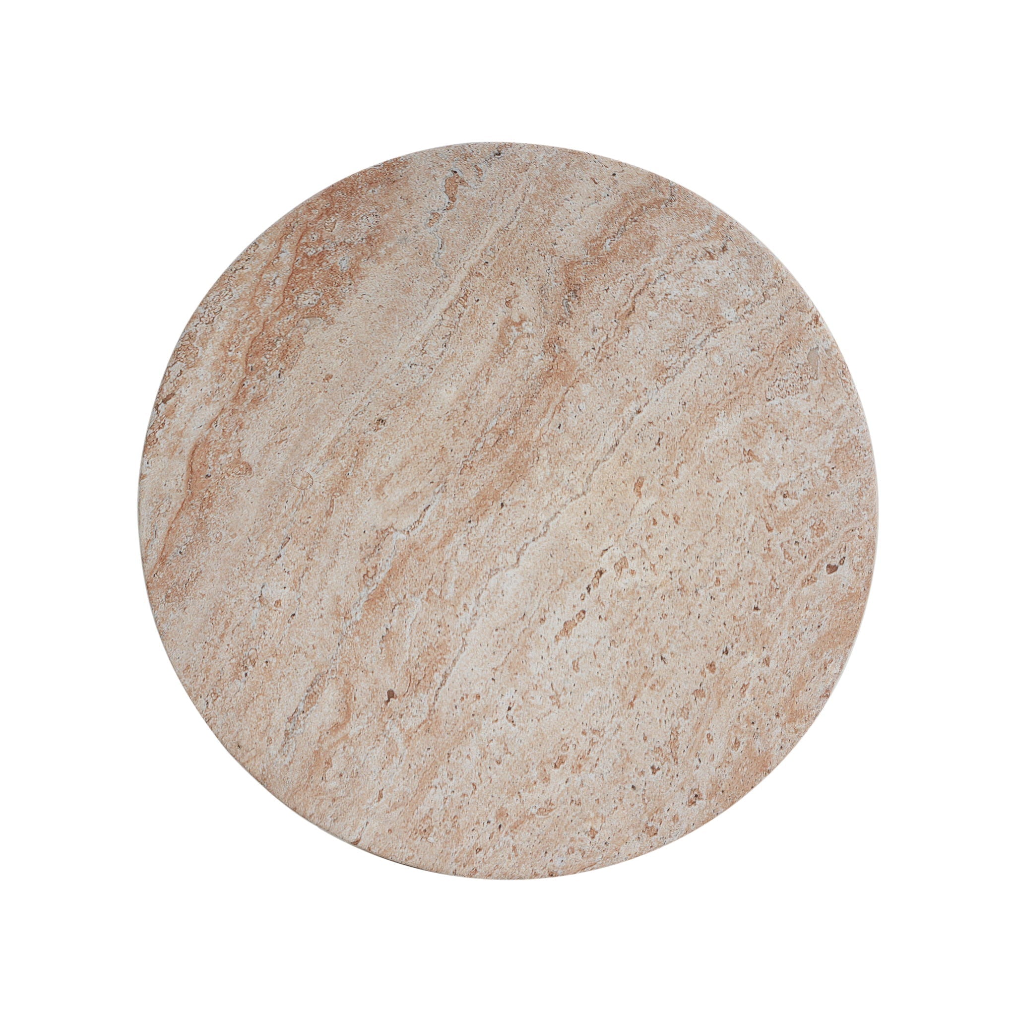 Outdoor / Indoor Lightweight Concrete Side Table with Travertine - Beige