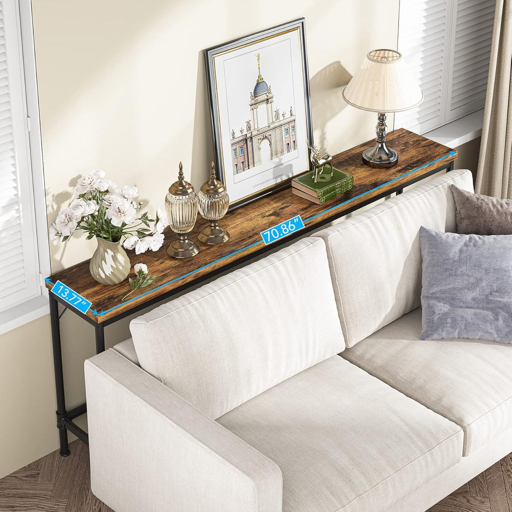 Tribesigns - Extra Long Console Table - Brown / Black