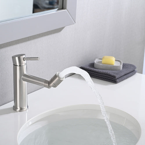 2 Mode Bathroom Faucet With 360 Degree Rotating Aerator For Sink