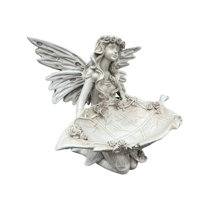 12.80" High Garden Fairy Figurine with Leaf Tray