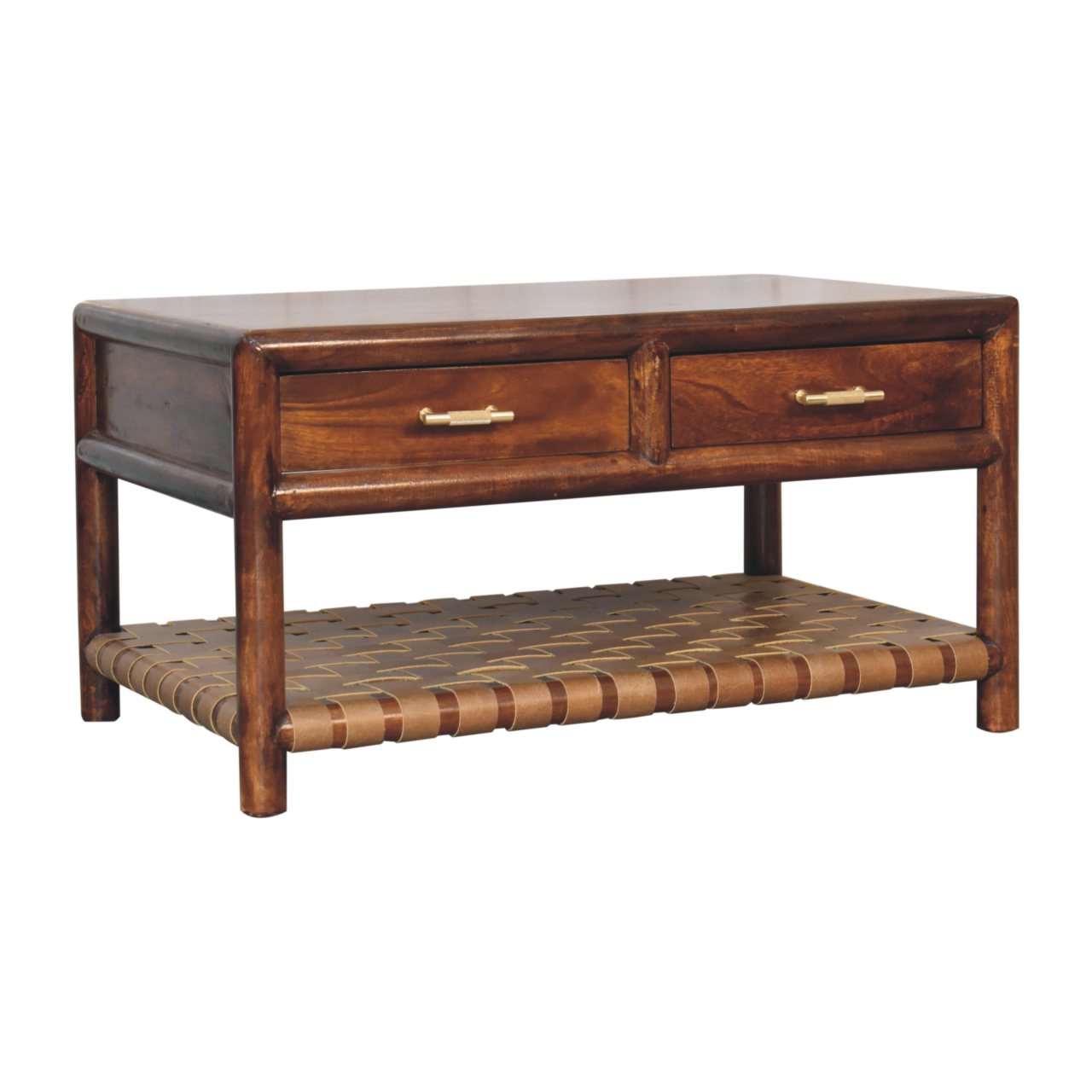 Regency Woven Console Table with 4 Drawers, Open Slot