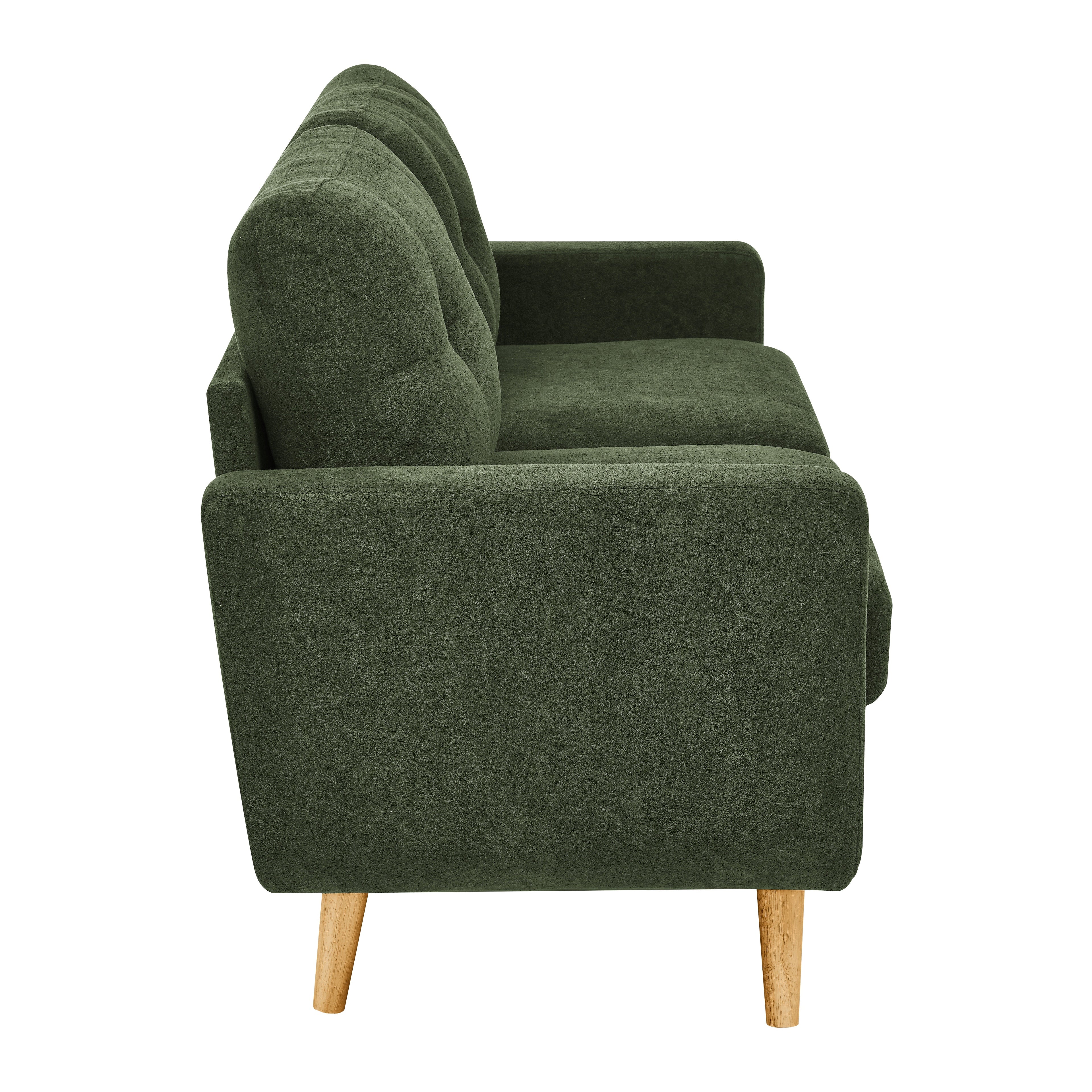 67.7" Wide Mid-Century Modern Upholstered Tufted Loveseat Sofa With Wooden Legs