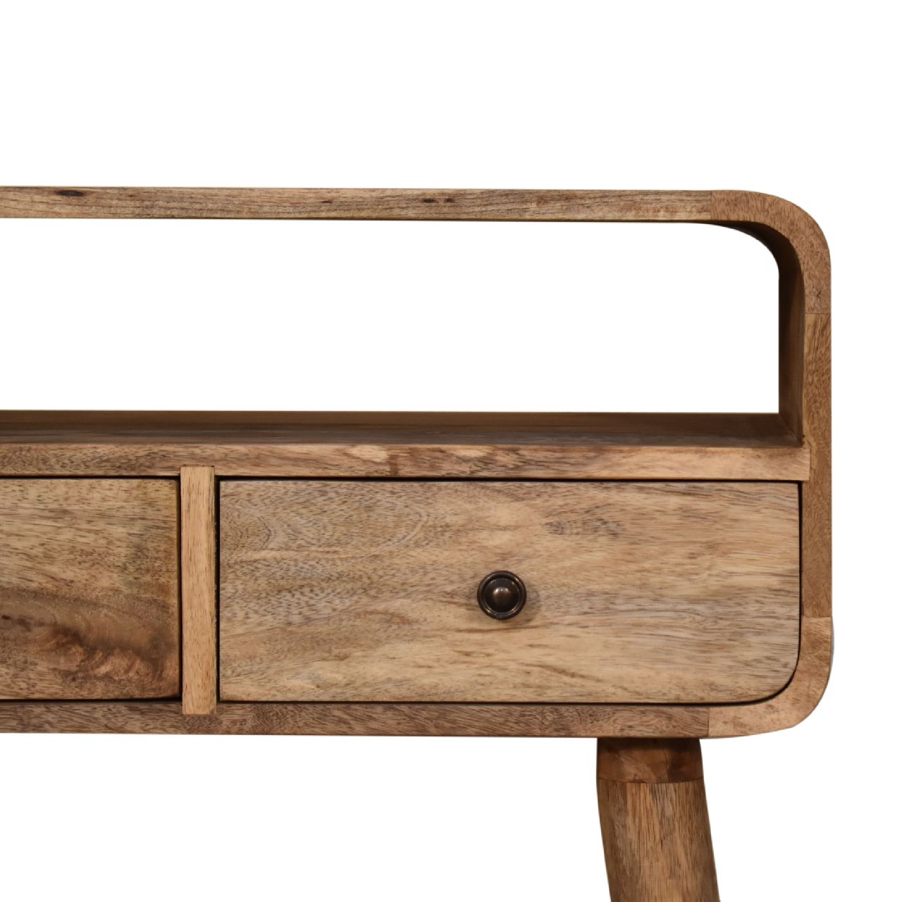 Solid Wood Mini Curved Oak-ish Console Table