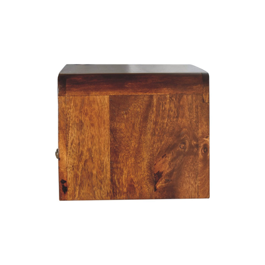 Chunky Chestnut Floating Bedside, 1-Drawer, 1 Open Slot