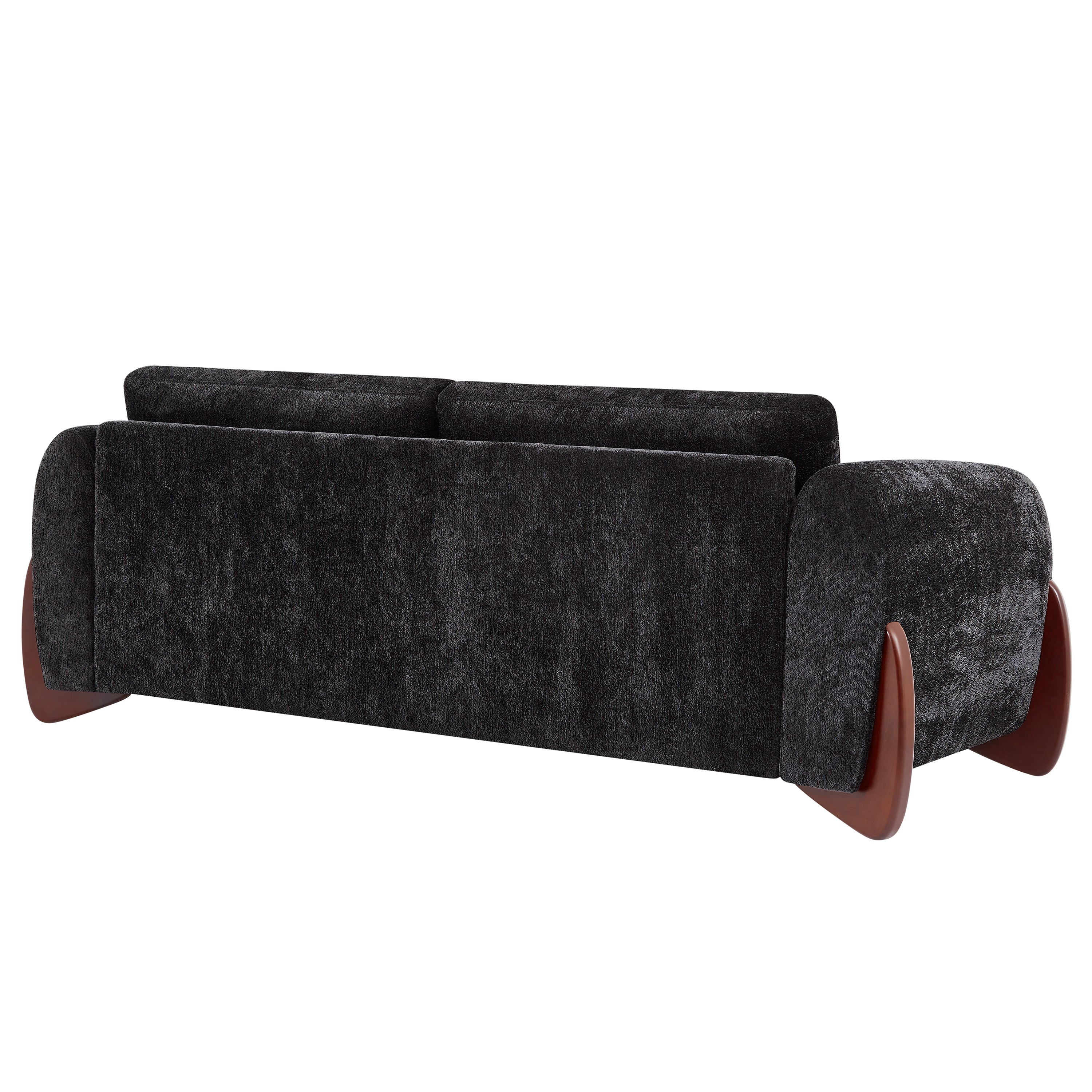 89"L Sofa with Chenille Fabric and Wooden Legs