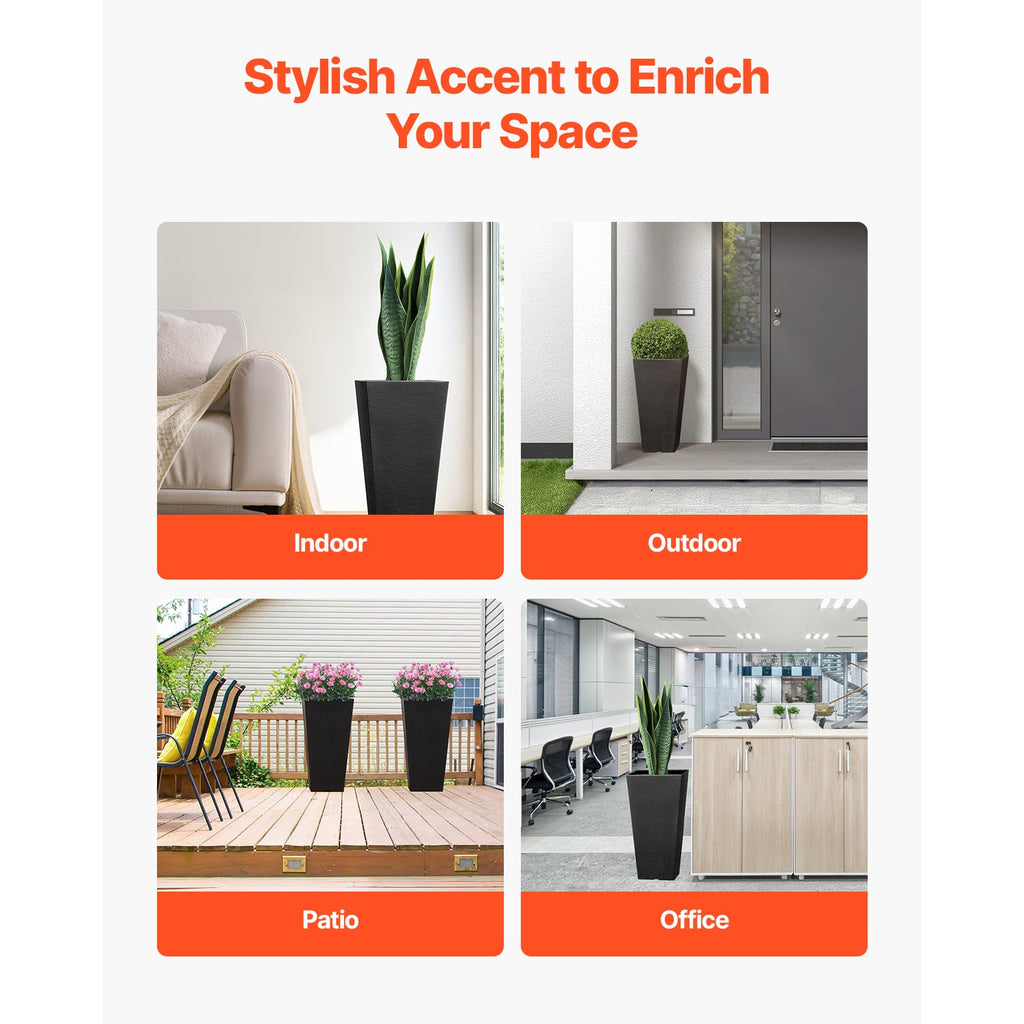 Set of 2 Tall Outdoor Planters 22 Inch