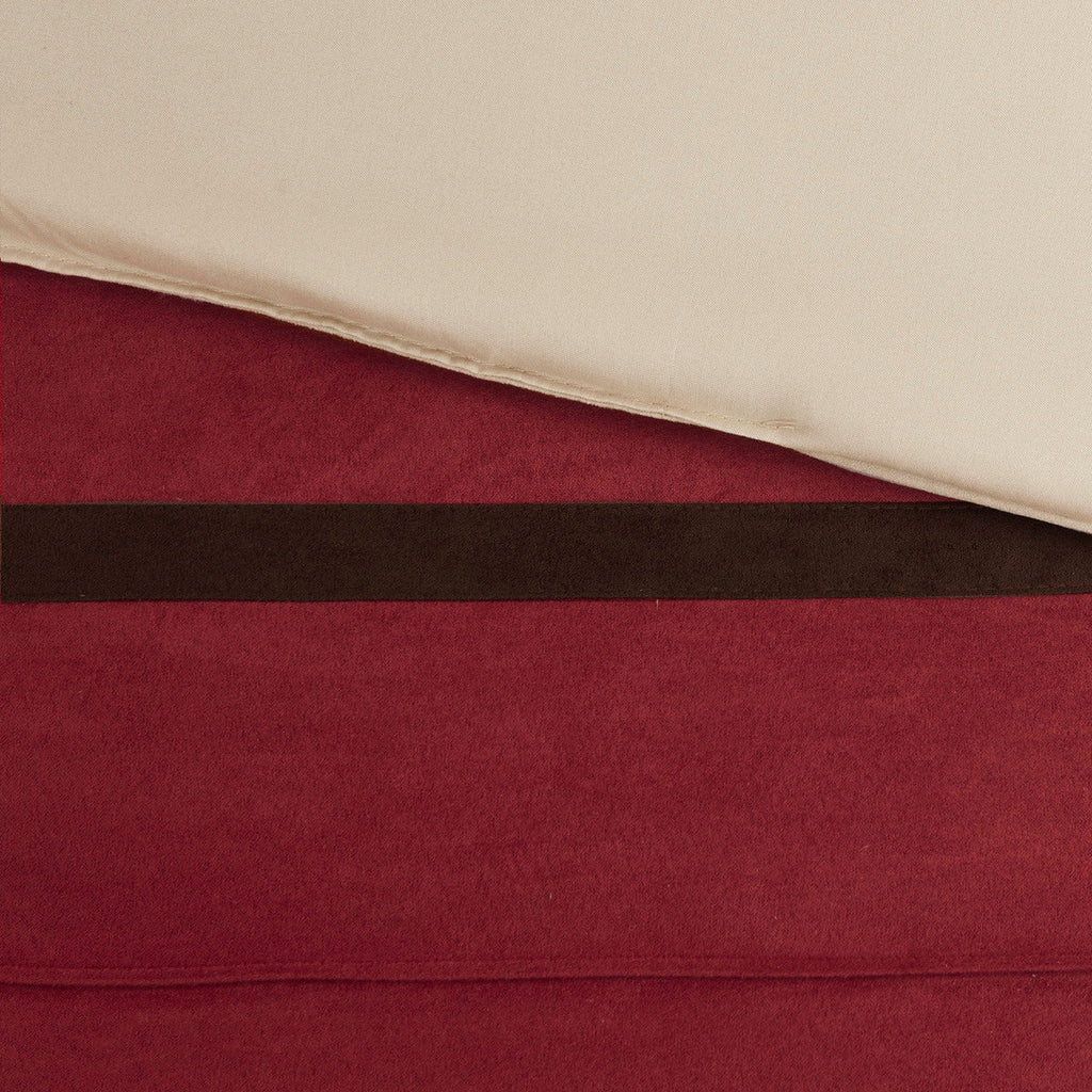 7 PC Pieced Faux Suede Comforter Set Red Queen