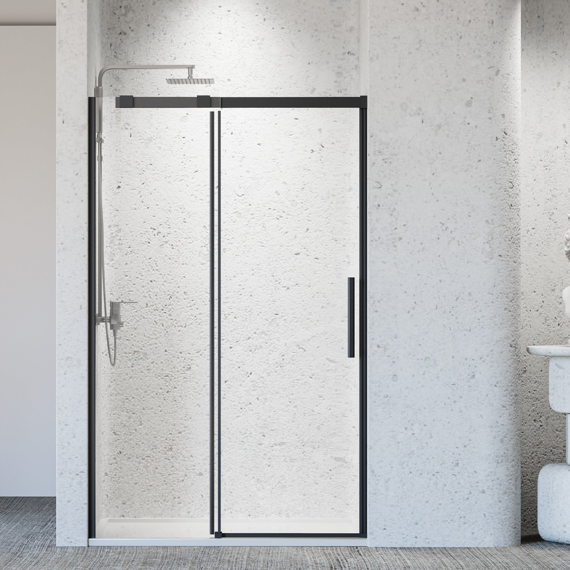 46-48" W x 76" H Frameless Single Sliding Shower Door Matte Glass