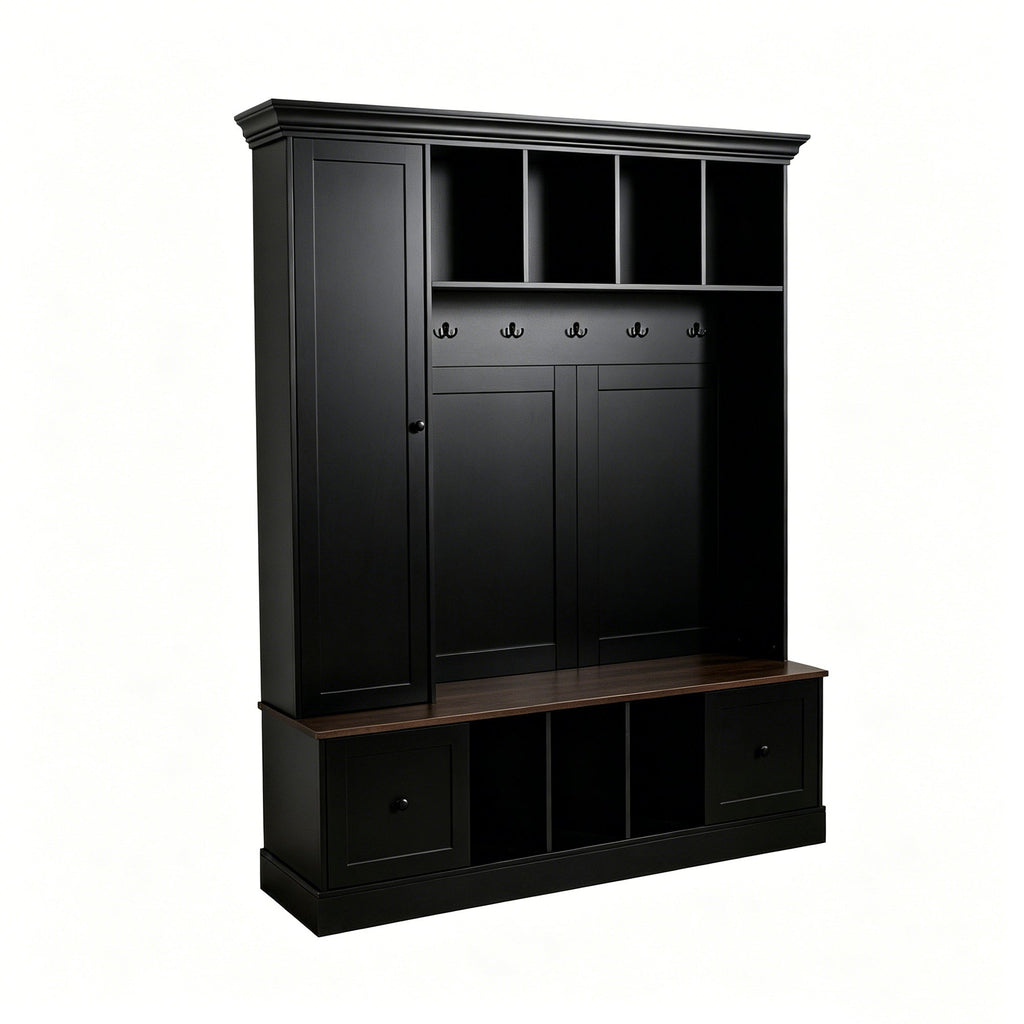 Vibe Haus 62.2'' Farmhouse Hall Tree with Shoe Storage Bench