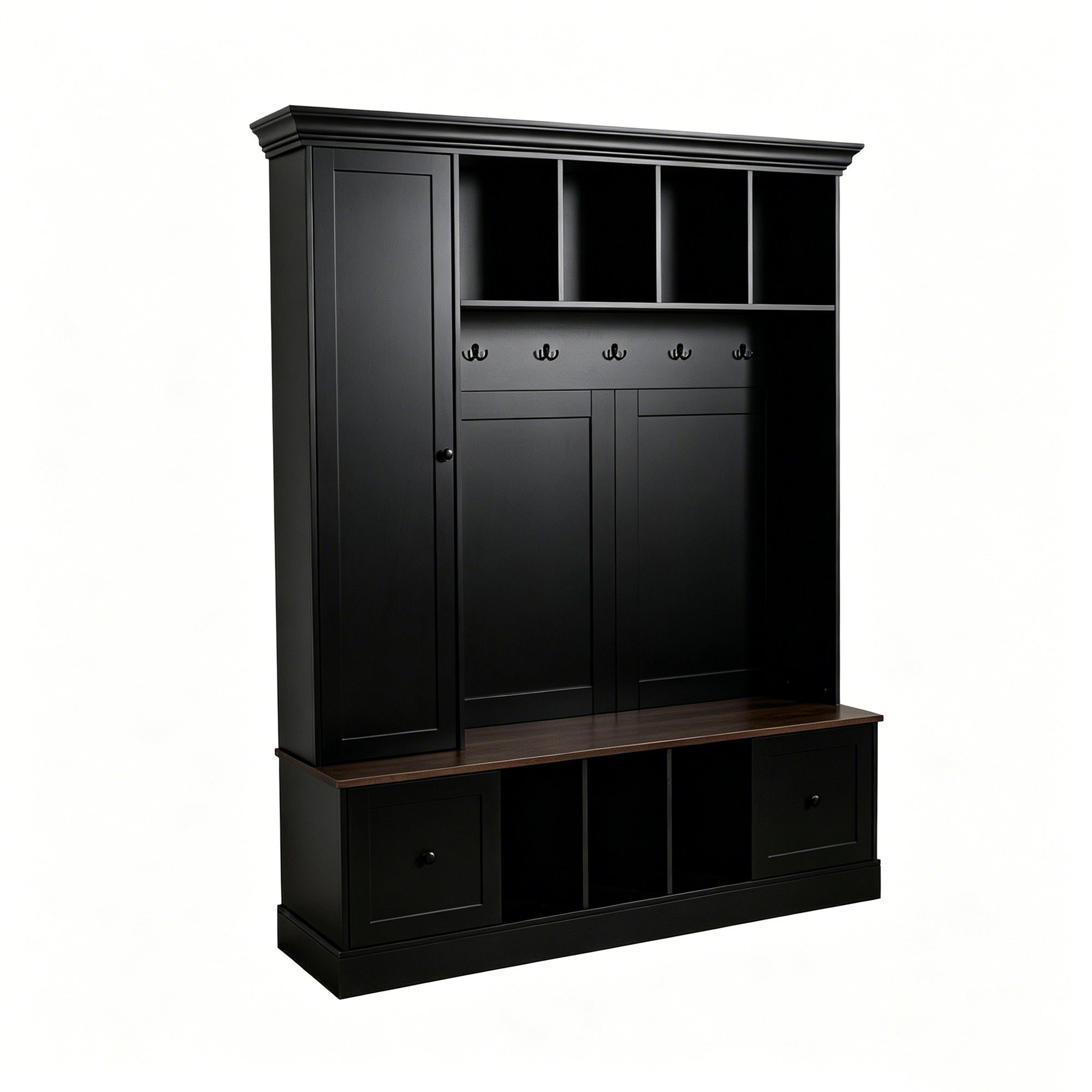 Vibe Haus 62.2'' Farmhouse Hall Tree with Shoe Storage Bench