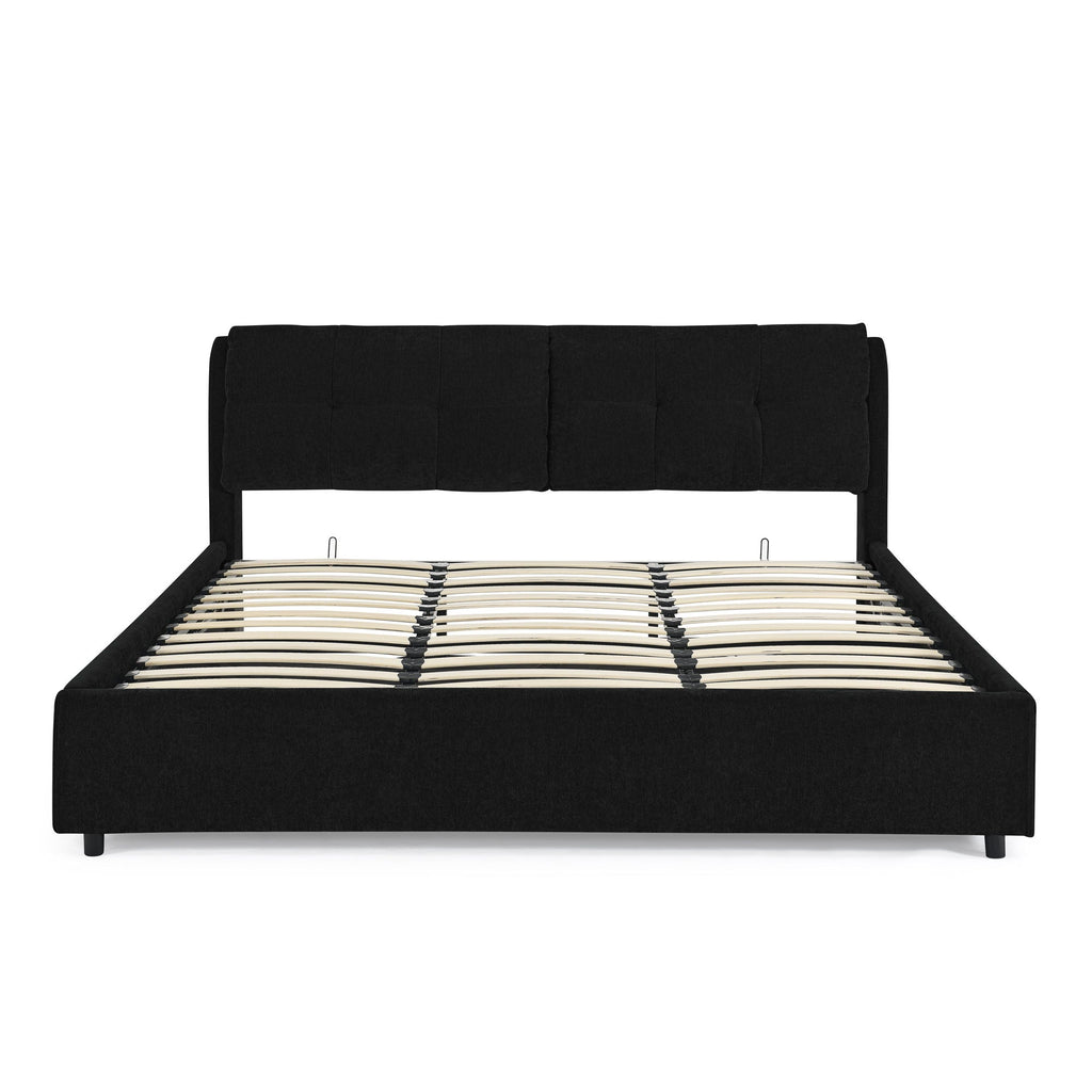 Storage Upholstered Hydraulic Platform Bed With Integrated Headboard