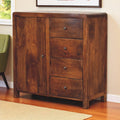 Solid Wood Aspen Cabinet, 2 Shelves, 4-Drawers
