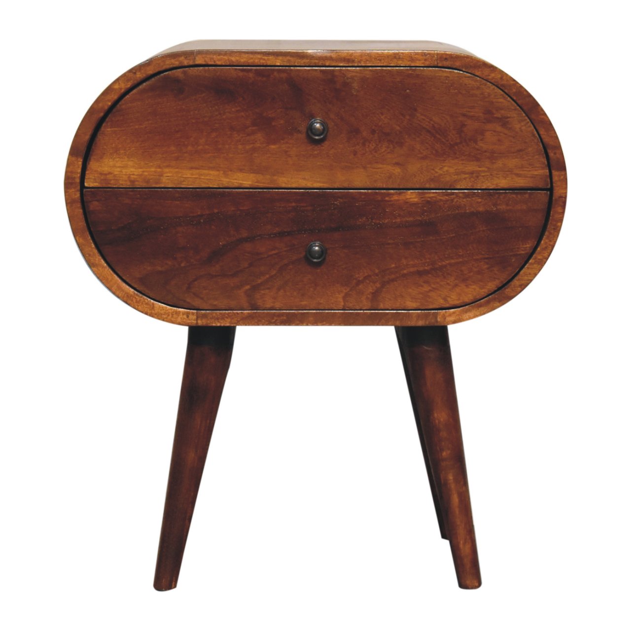 Solid Wood Large Chestnut Circular Bedside Table