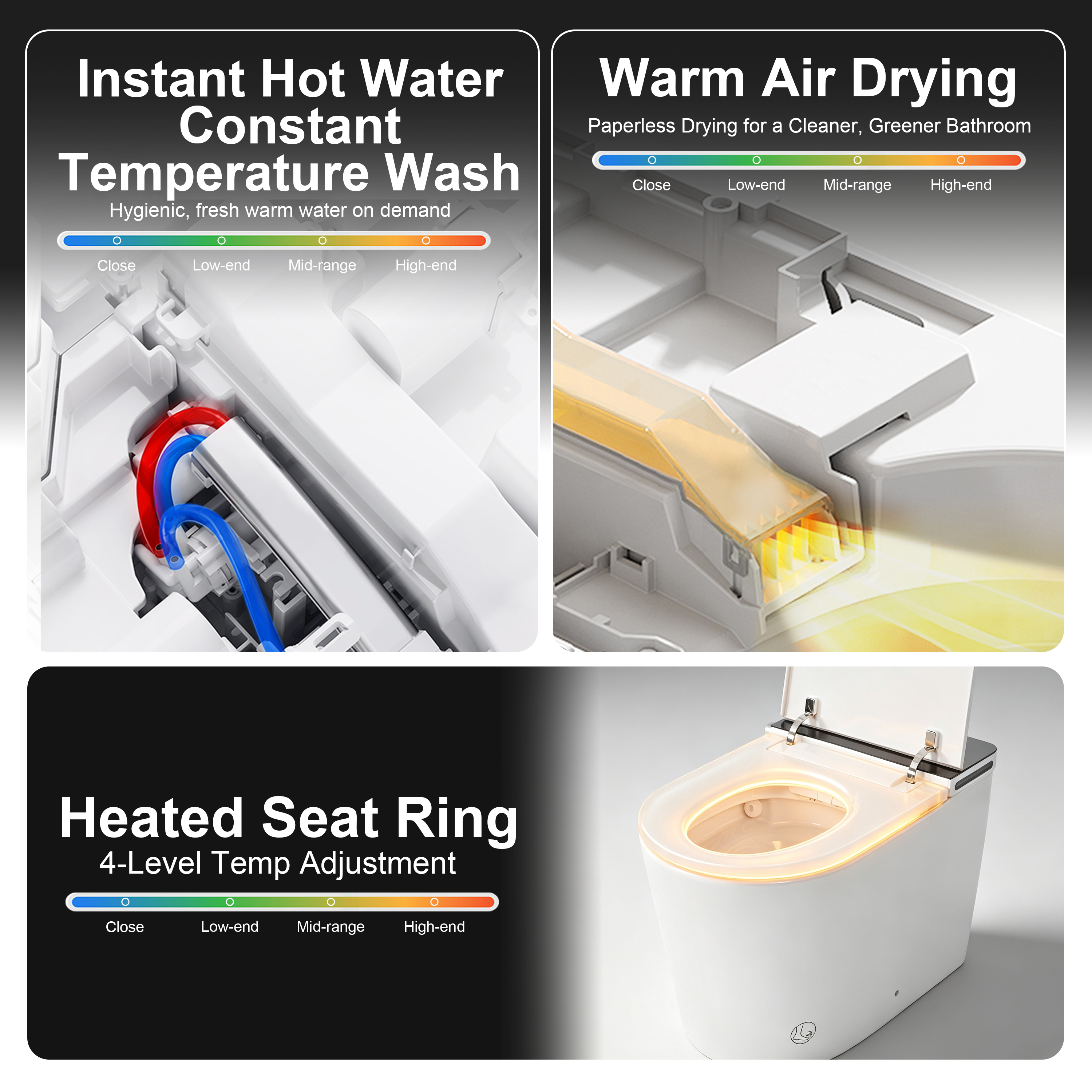 Household luxury no water pressure limit all-in-one intelligent toilet high-speed drying fully automatic flap sterilization splash-proof foam shield toilet