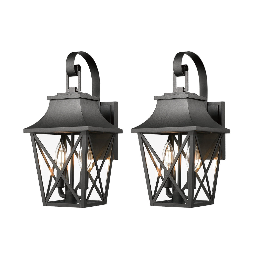 Black Outdoor Wall Lantern 2-Light