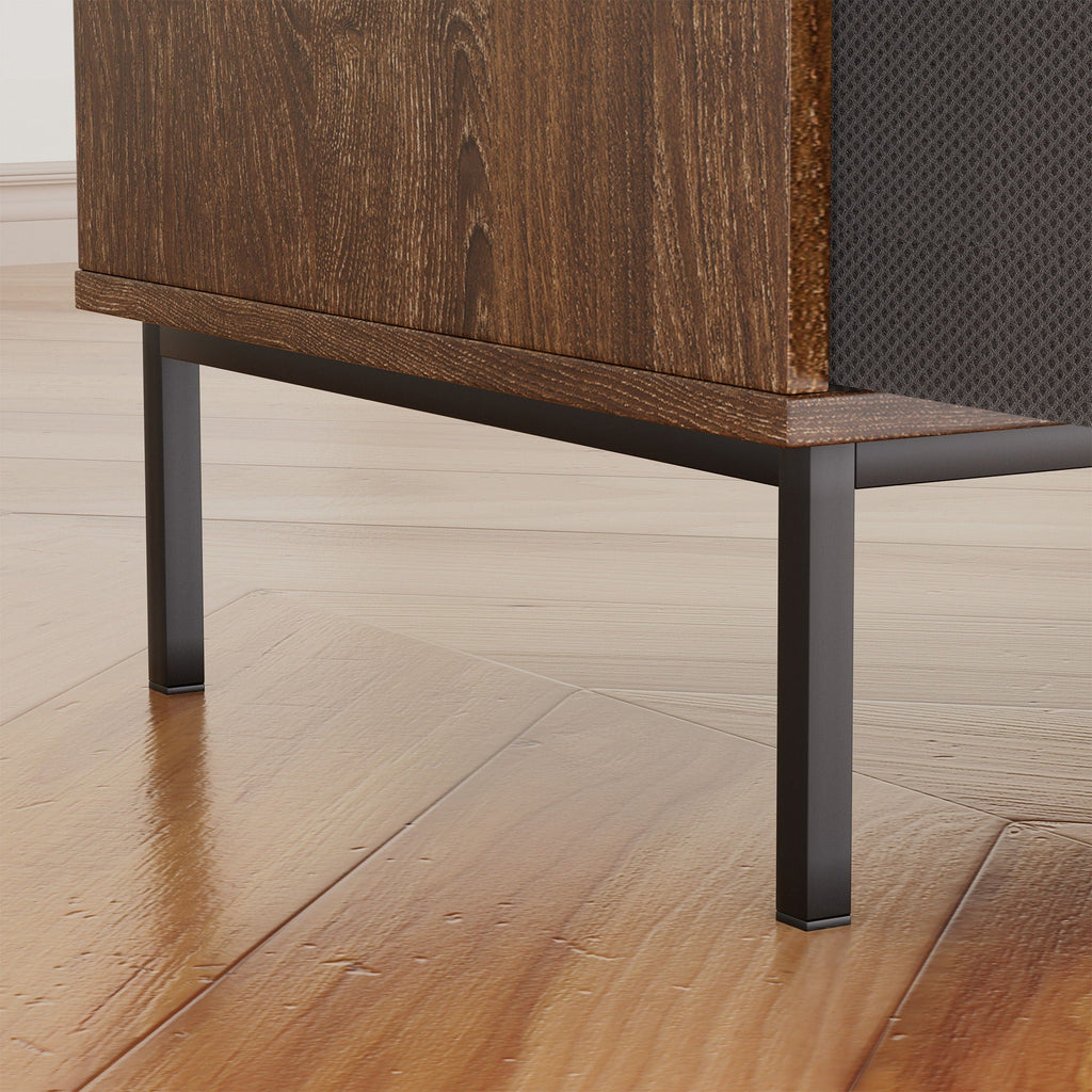 Eco-Friendly Vinyl Record Player Stand With Flip-Top Storage, Media Console With Dual Outlets And Dustproof Drawers