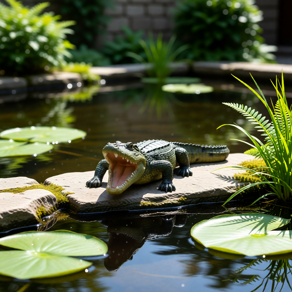 23" Simulated Crocodile Garden Statue