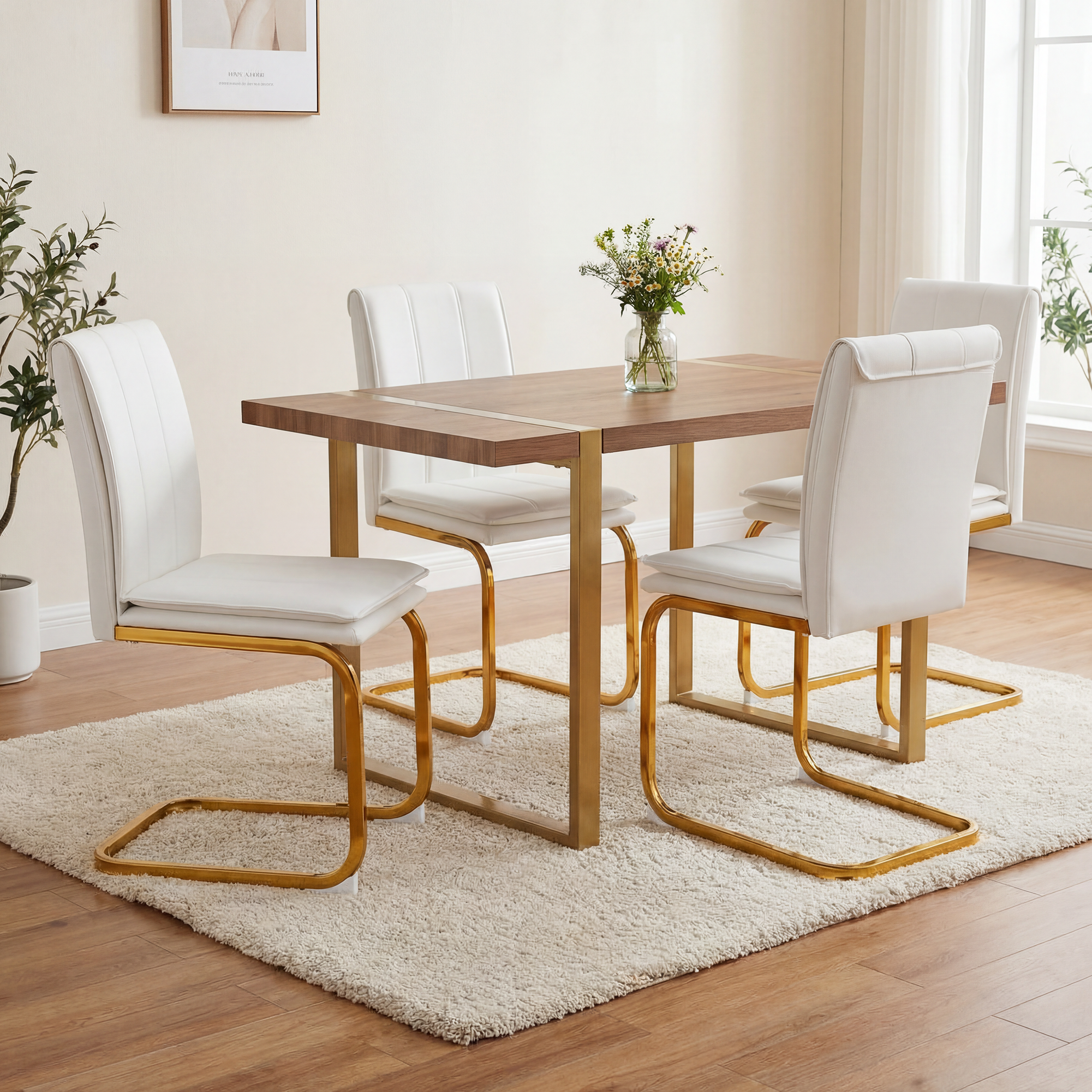 Modern Dining Chairs Set of 4, PU Leather