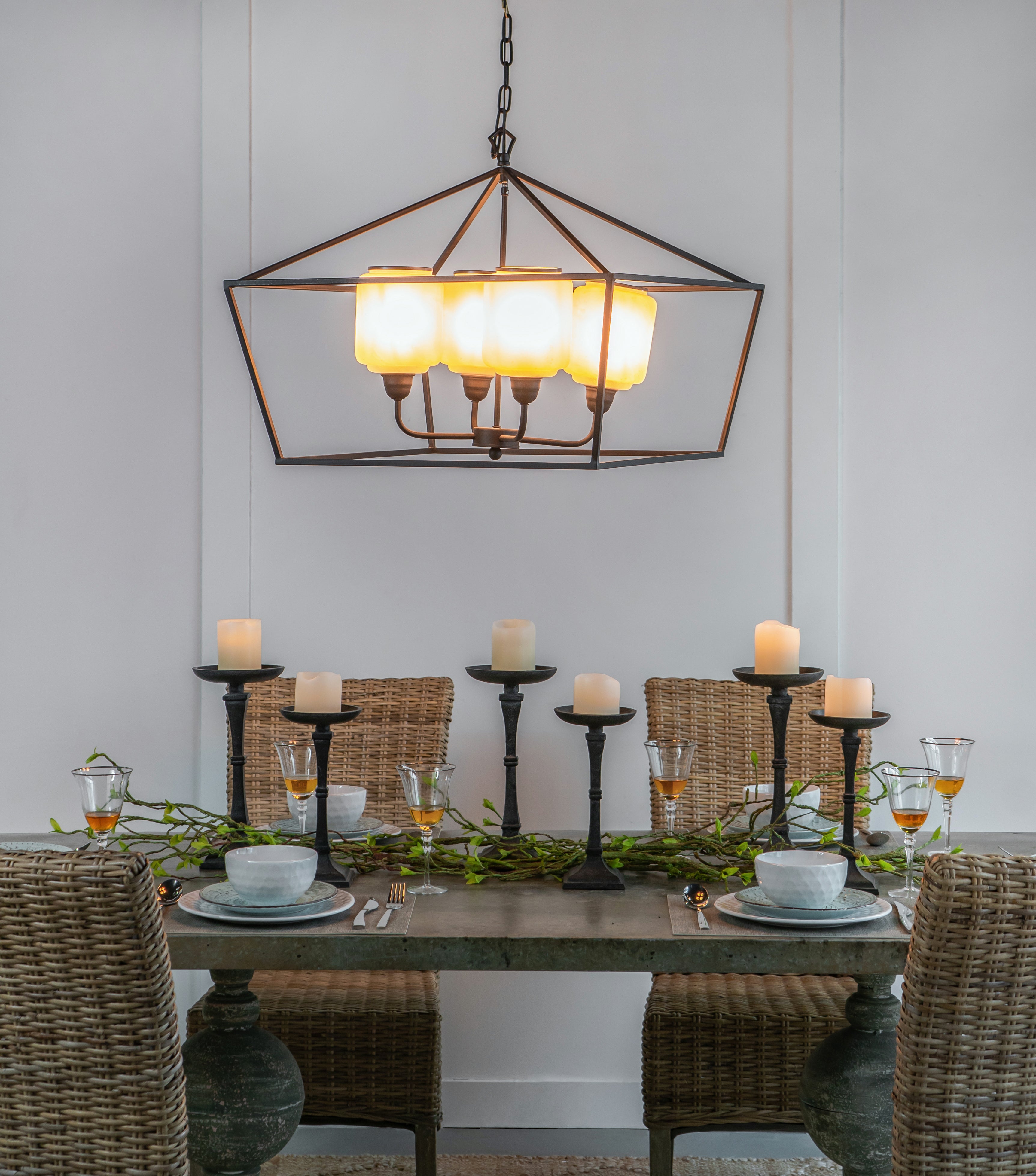 26" Iron Chandelier - Sleek Industrial Style