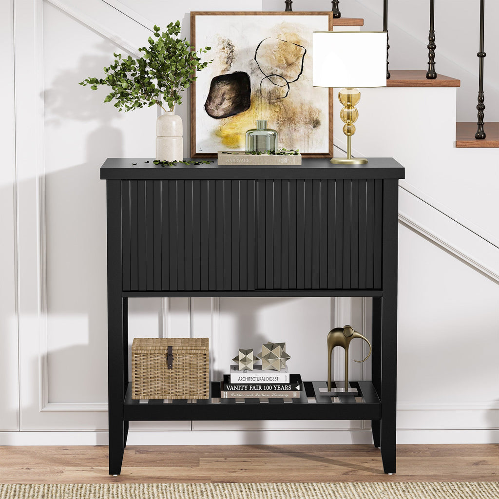 31.5" Entryway Console Table with Sliding Drawer Doors