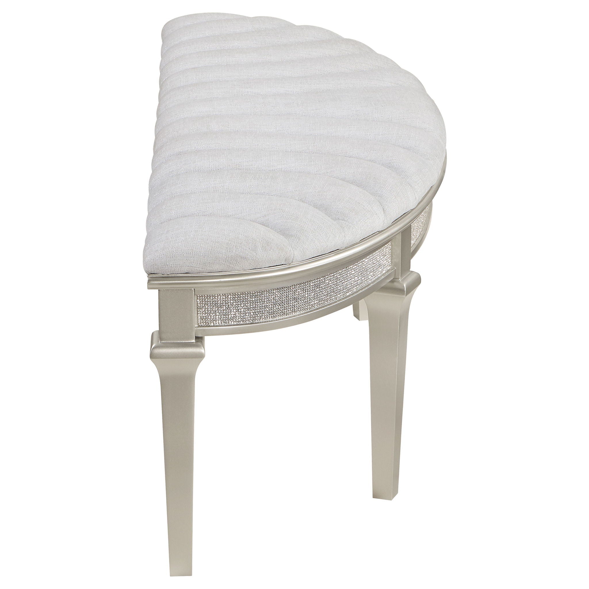 Colwood - Upholstered Curved With Channel Tufting And Slender Tapered Legs - Silver Gray