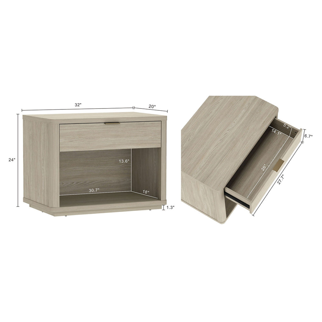 Evelyn - Nightstand With 1 Drawer And Open Shelf