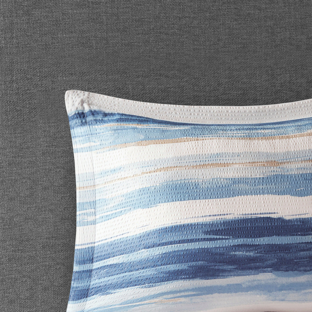 8 Piece Printed Seersucker Comforter and Quilt Set Collection