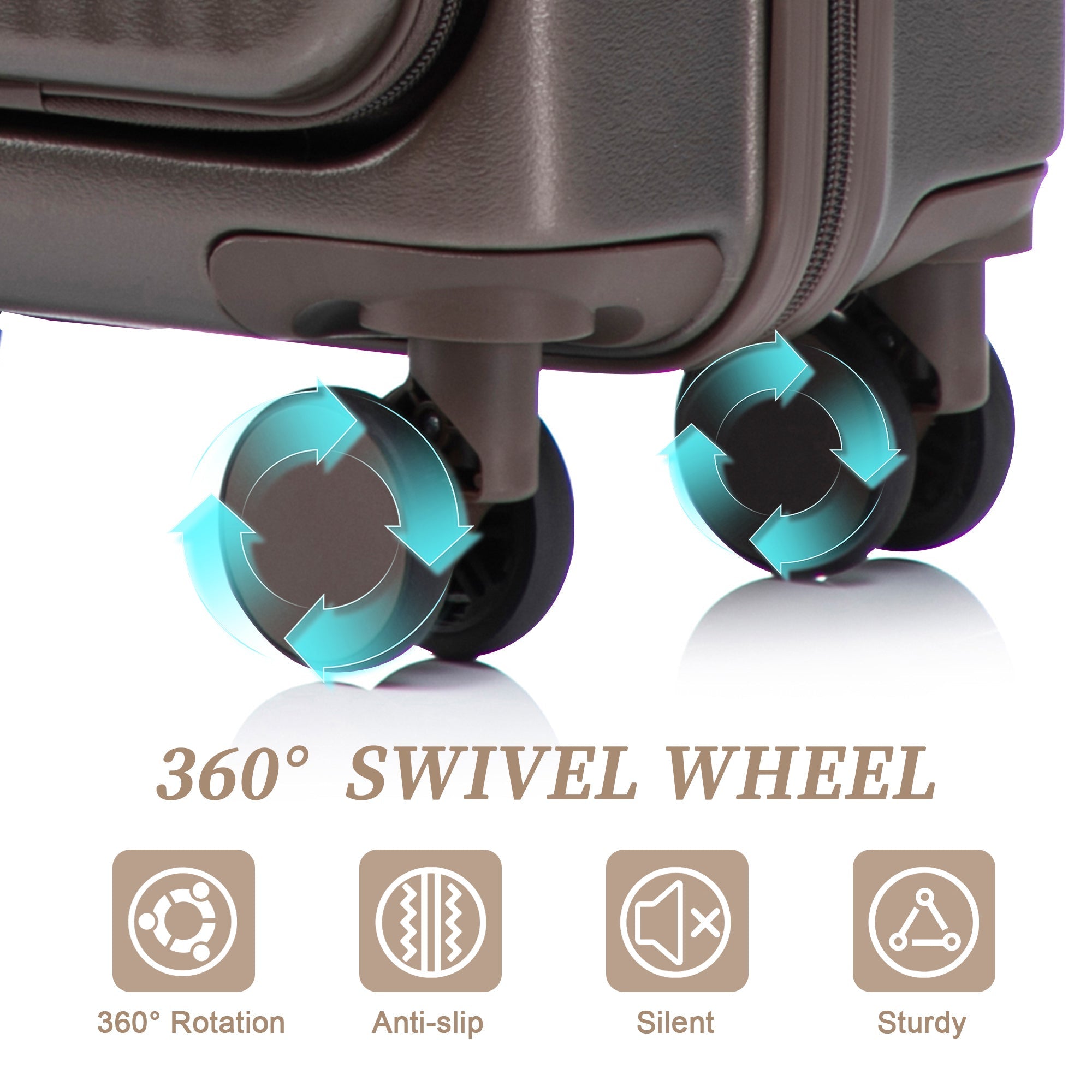 14' & 20' ABS Spinner Wheel Luggage Set with Cosmetic Case