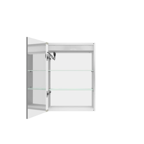 20 X 28" Bathroom Medicine Cabinet With Mirror Wall Mounted LED Bathroom Mirror Cabinet With Lights, Anti-Fog, Waterproof, Dimmable, 3000K~6000K, Single Door, Touch Swich, Storage Shelves - Silver