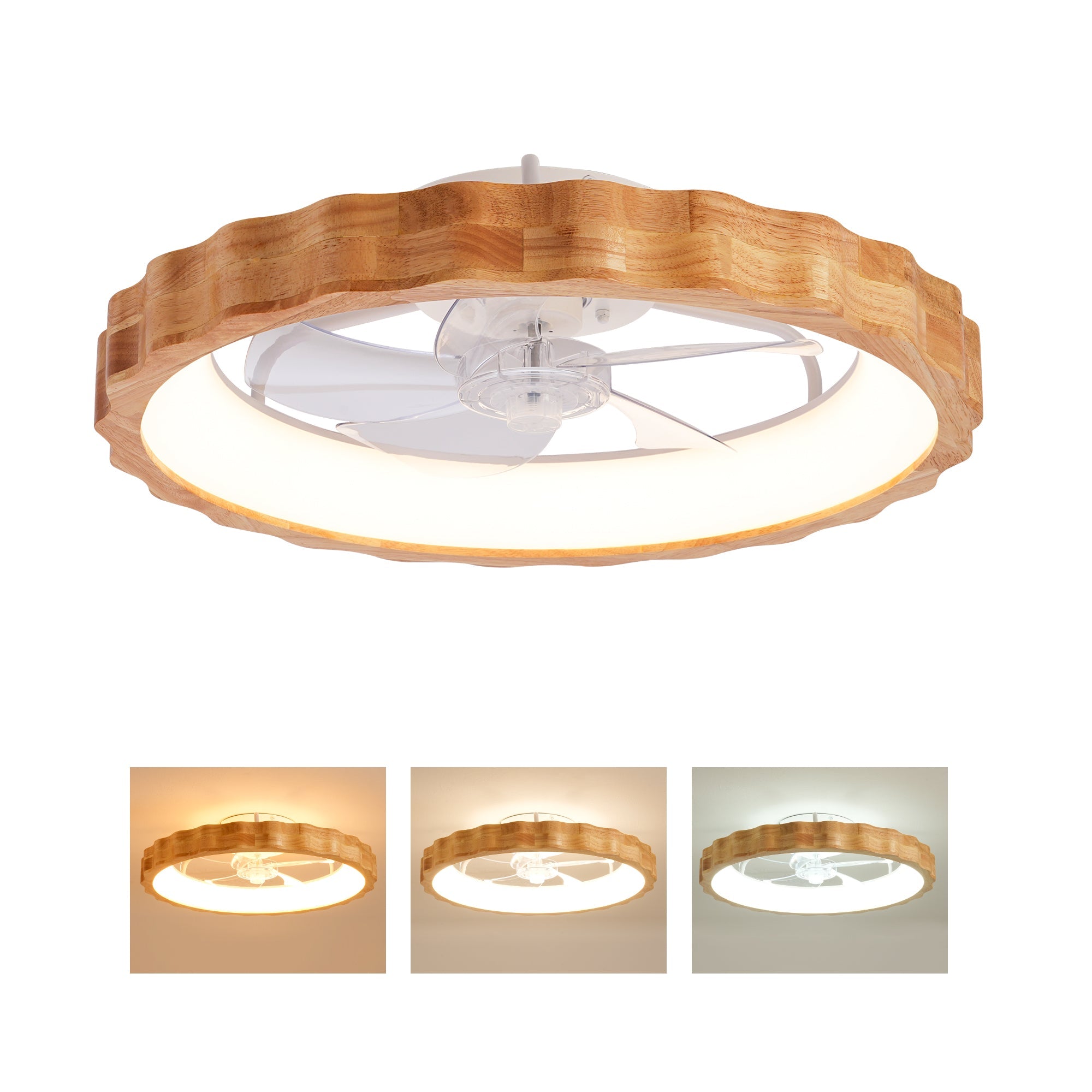 20" Plum Blossom Flush Mount Ceiling Fan with Lights and Remote