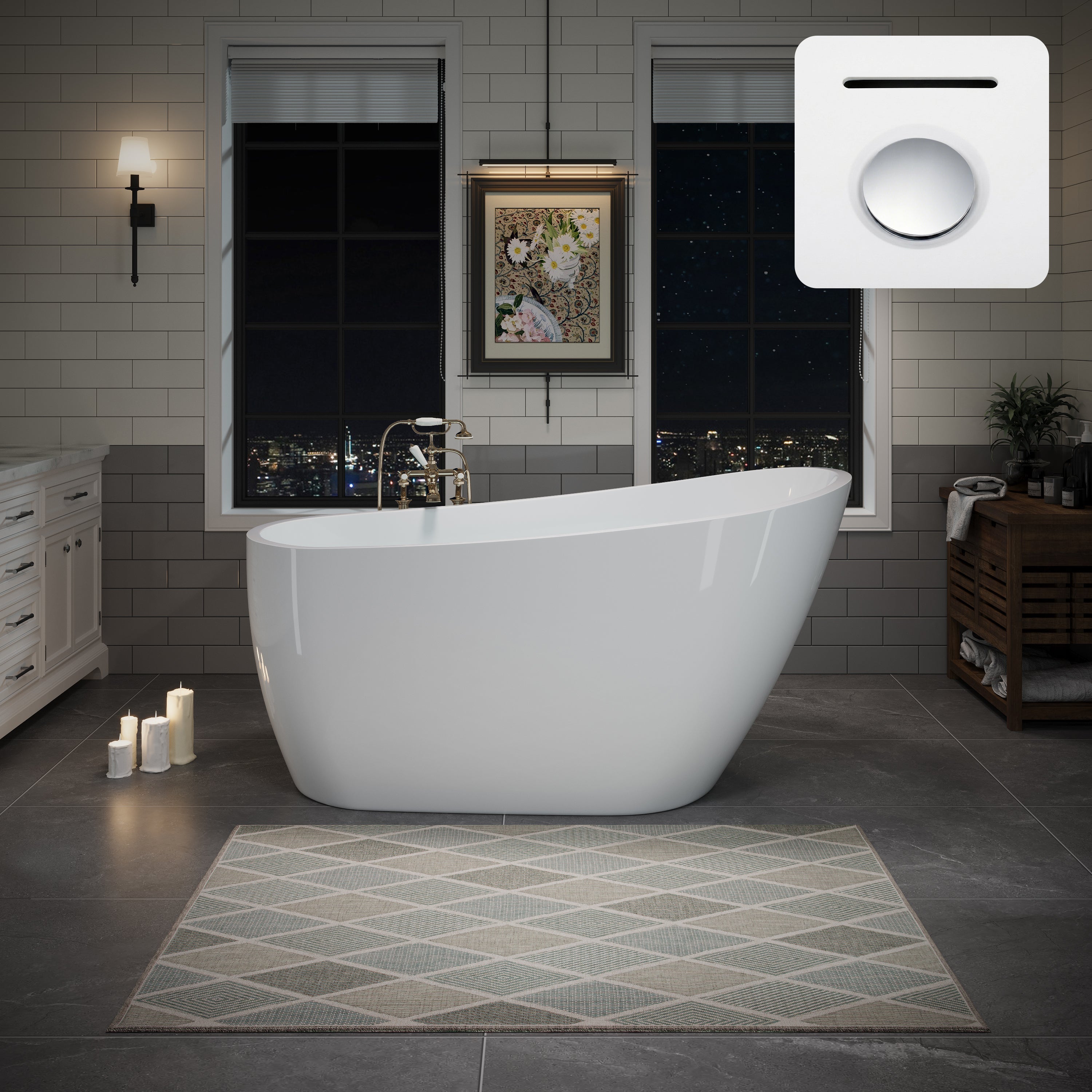 55" Acrylic Freestanding Bathtub